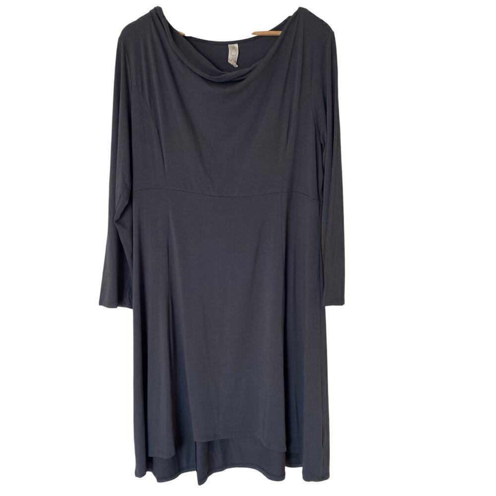 CHALET Bamboo Cotton Blend Long Sleeve Lagenlook Jersey Midi Dress,Size Large